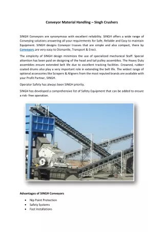 Conveyor Material Handling - Singh Crushers