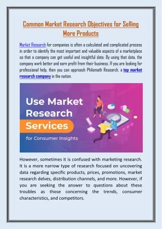 Common Market Research Objectives for Selling More Products
