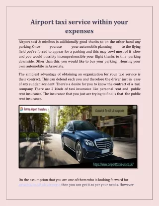 airport taxi service within your expenses