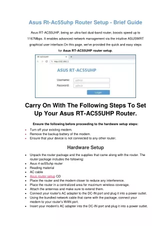 asus rt ac55uhp router setup brief guide