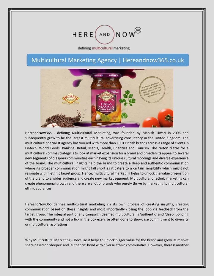 multicultural marketing agency hereandnow365 co uk