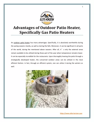 Advantages of Outdoor Patio Heater, Specifically Gas Patio Heaters