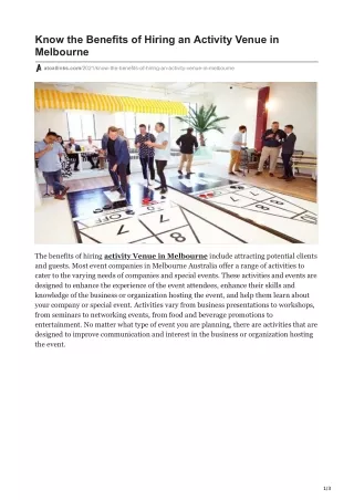 know the benefits of hiring an activity venue