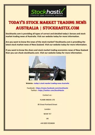 Today's stock market trading news Australia | Stockhastix.com