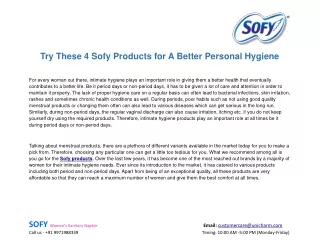 try these 4 sofy products for a better personal
