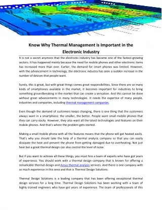 know why thermal management is important