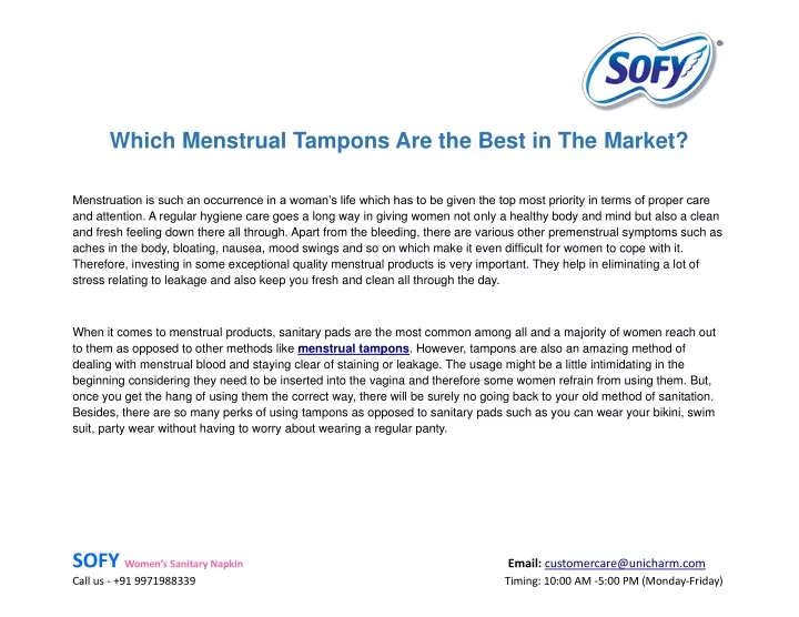 which menstrual tampons are the best in the market