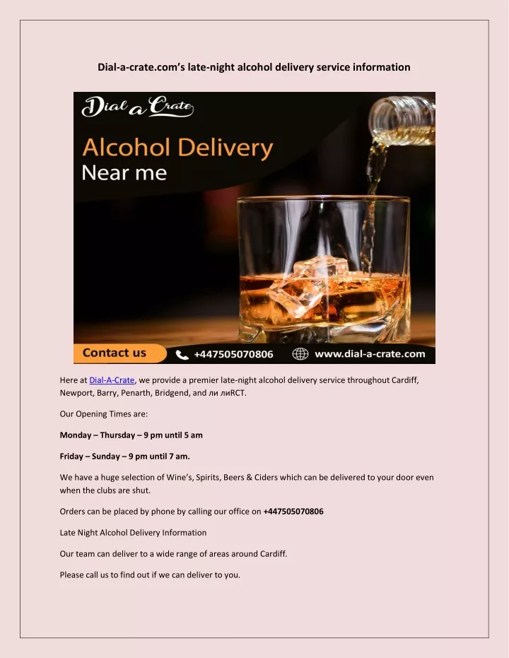 dial a crate com s late night alcohol delivery