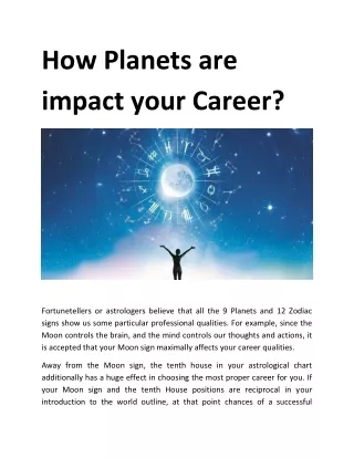 How Planets are impact your Career?