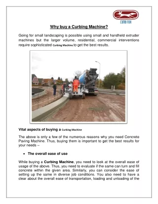 why buy a curbing machine