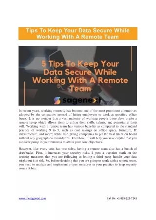 Tips To Keep Your Data Secure While Working With A Remote Team