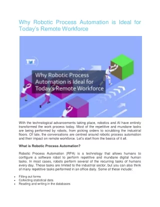 why robotic process automation is ideal for today