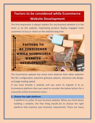 factors to be considered while ecommerce website
