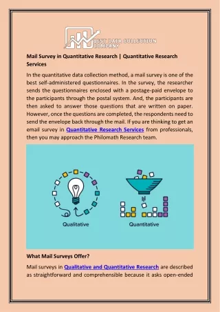 Mail Survey in Quantitative Research | Quantitative Research Services