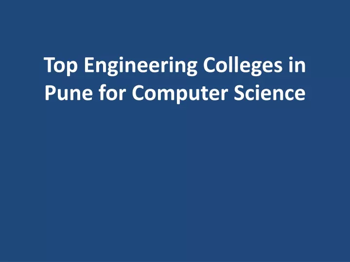 top engineering colleges in pune for computer science
