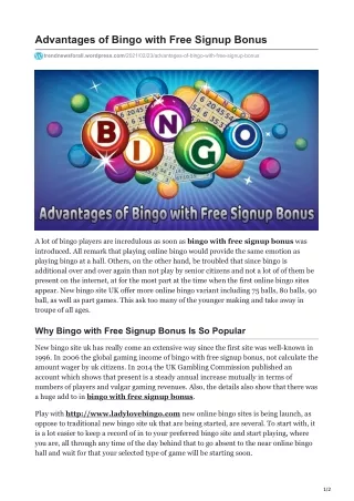 advantages of bingo with free signup bonus