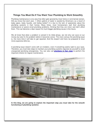 things you must do if you want your plumbing