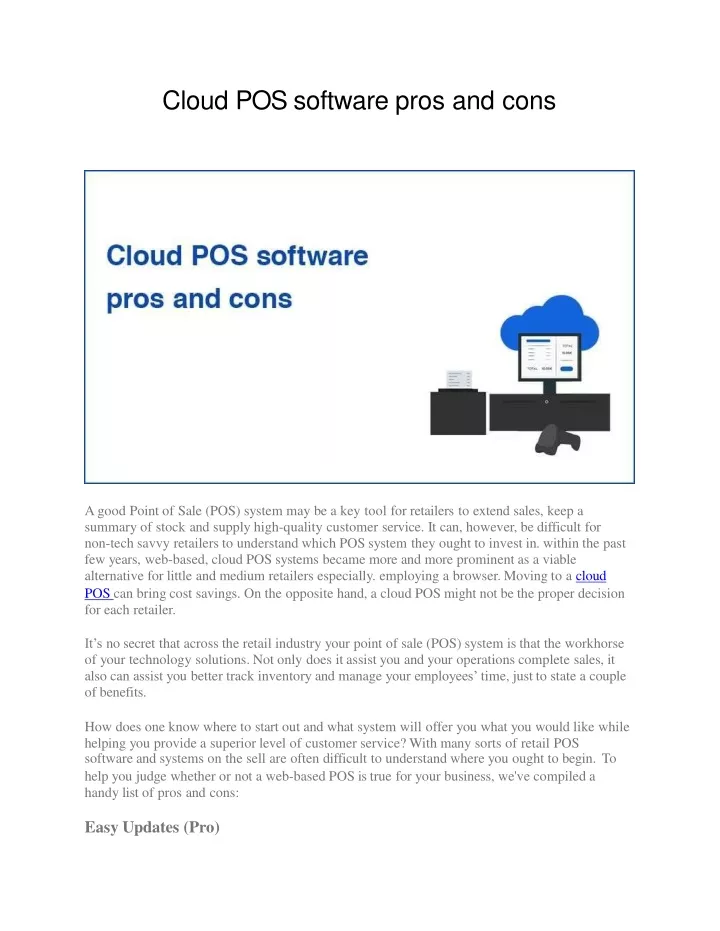 cloud pos software pros and cons