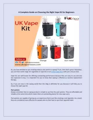 a complete guide on choosing the right vape