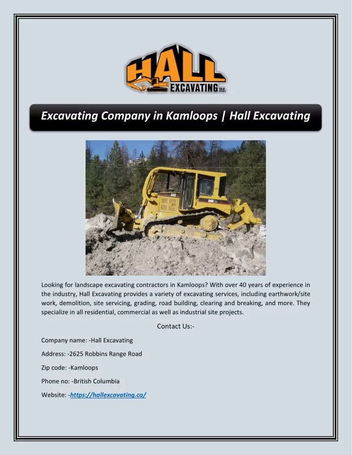 excavating company in kamloops hall excavating