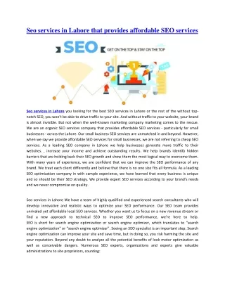 seo services in lahore that provides affordable