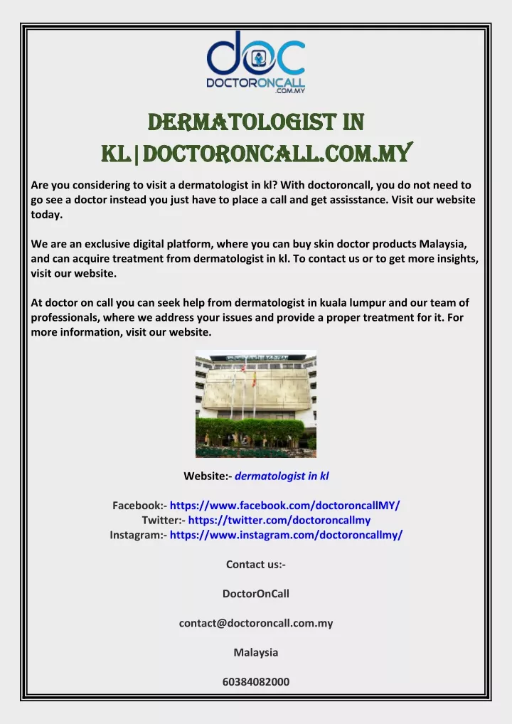 dermatologist dermatologist in kl doctoroncall