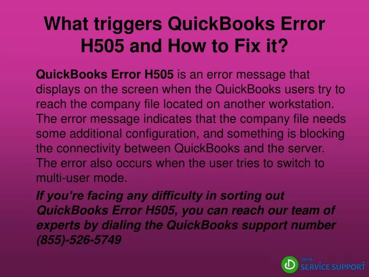 what triggers quickbooks error h505 and how to fix it