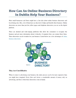 How Can An Online Business Directory In Dublin Help Your Business?