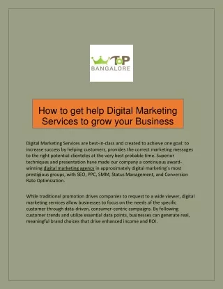 How to get help Digital Marketing Services to grow your Business