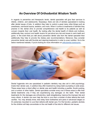 an overview of orthodontist wisdom teeth