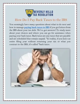 How do I Pay Back Taxes to the IRS?