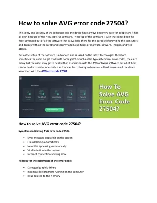how to solve avg error code 27504