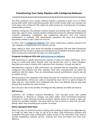 transforming your sales pipeline with configured