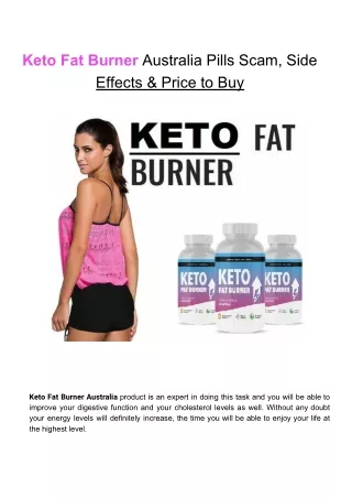Keto Fat Burner Australia Pills Scam, Side Effects & Price to Buy