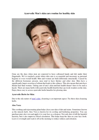 Ayurvedic Men’s skin care routine for healthy skin
