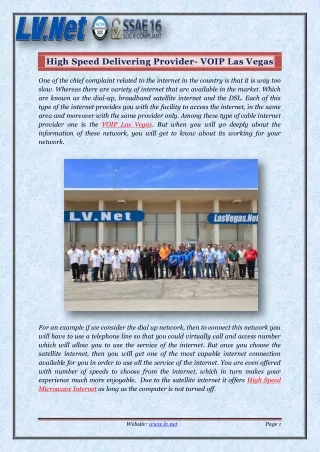 high speed delivering provider voip las vegas