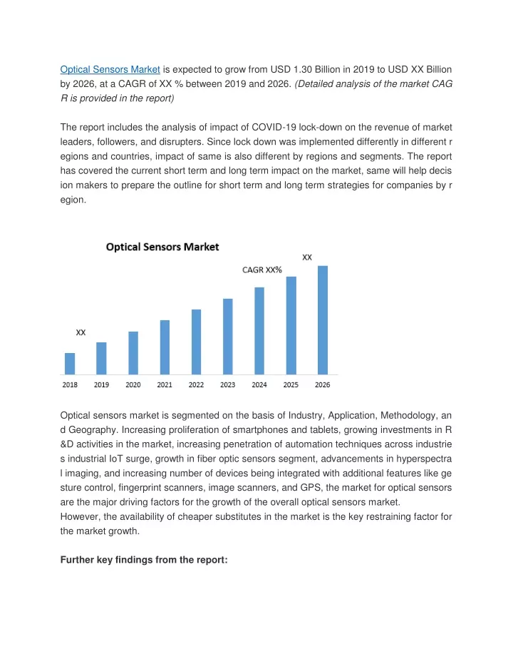 optical sensors market is expected to grow from