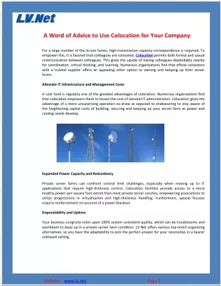 a word of advice to use colocation for your