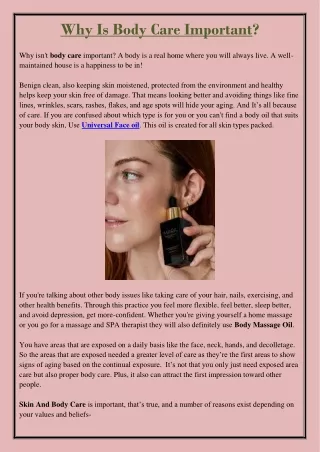 why is body care important