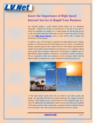 know the importance of high speed internet