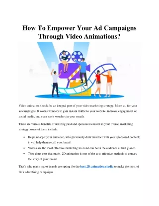 How To Empower Your Ad Campaigns Through Video Animations?