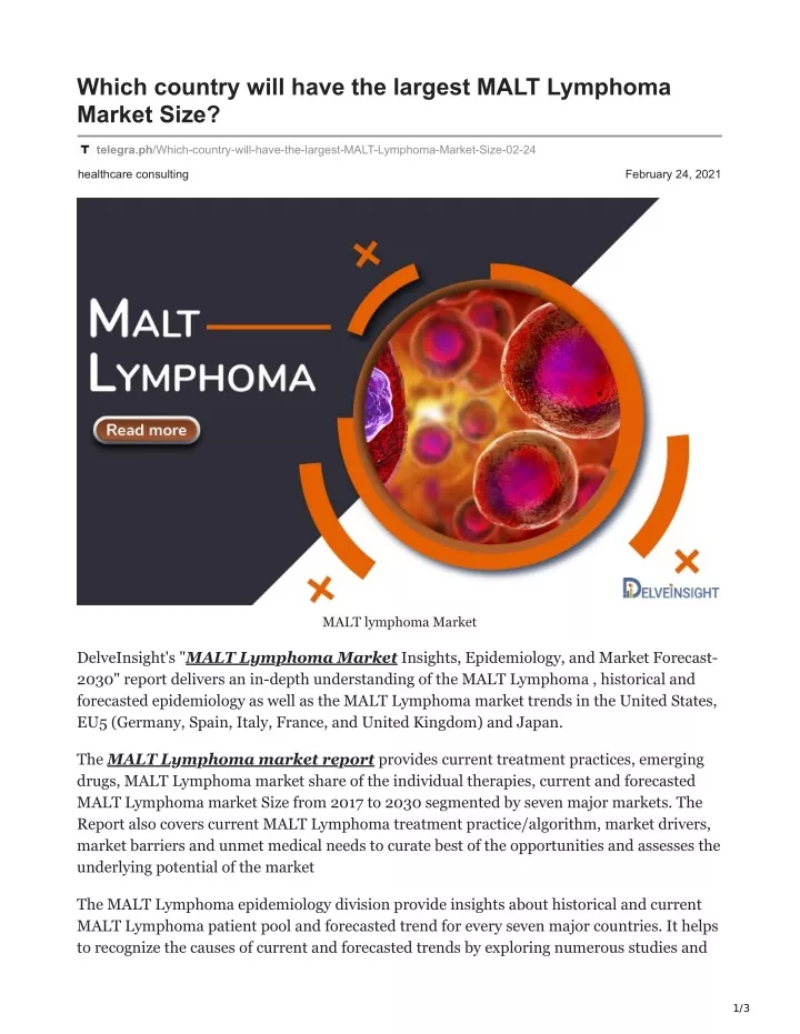 which country will have the largest malt lymphoma