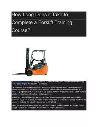 How Long Does it Take to Complete a Forklift Training Course?