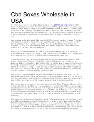 cbd boxes wholesale in usa the reason