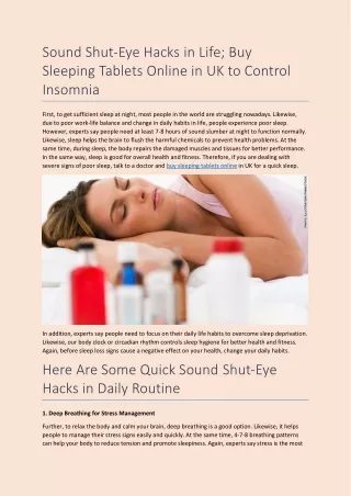 sound shut eye hacks in life buy sleeping tablets