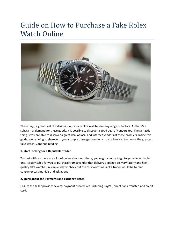 guide on how to purchase a fake rolex watch online