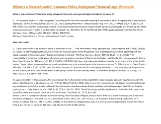 When is a Massachusetts’ Insurance Policy Ambiguous? General Legal Principles