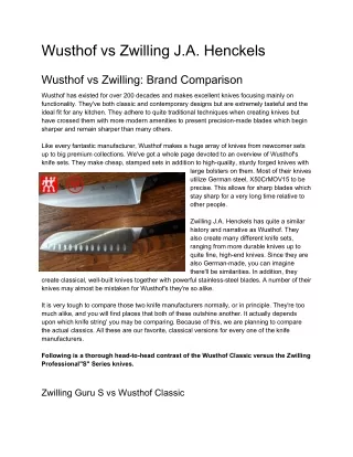 wusthof vs zwilling j a henckels