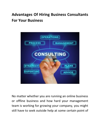advantages of hiring business consultants