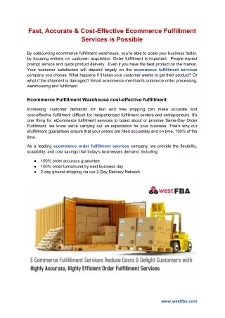 fast accurate cost effective ecommerce